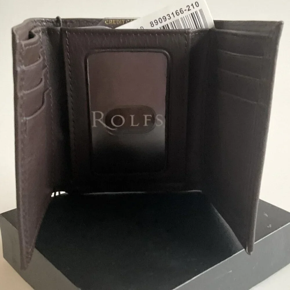 ROLFS GENIUNE LEATHER TRI FOLD WALLET BROWN
